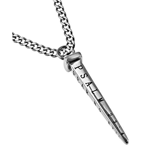 Mens Nail Cross Necklace Psalm 23