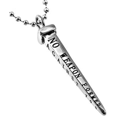 Cross Nail Necklace Isaiah 54:17 NO WEAPON, Stainless Steel Bead Chain
