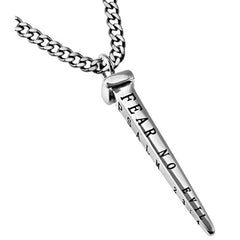 Christian Nail Cross Necklace Psalm 23:4 Bible Verse, Stainless Steel Chain