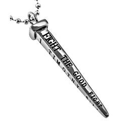 Cross Nail Necklace 1 Timothy 6:11 MAN OF GOD, Stainless Steel Bead Chain