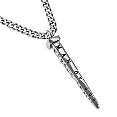 Cross Nail Necklace 1 Timothy 6:11 MAN OF GOD, Stainless Steel Curb Chain