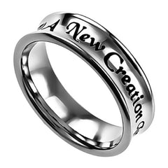 NEW CREATION 2 Corinthians 5:17 Women's Christian Truth Band Ring, Stainless Steel