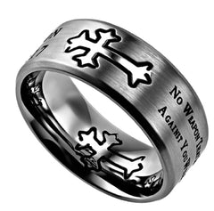 No Weapon Ring Stainless Steel, Isaiah 54:17, Christian Bible Verse