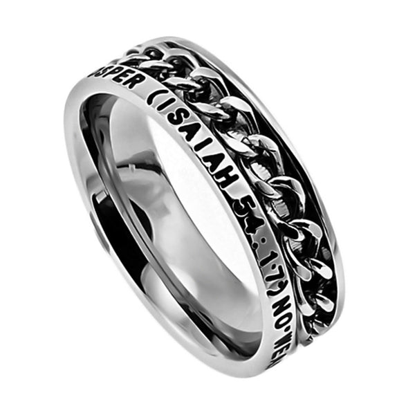 NO WEAPON Isaiah 54:17 Christian Women Chain Ring, Stainless Steel ...