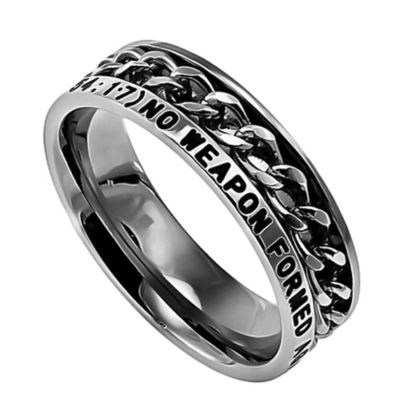 NO WEAPON Isaiah 54:17 Christian Women Chain Ring, Stainless Steel ...