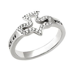 BY MY SPIRIT Ring, Dove of Peace CZ Stones and Stainless Steel