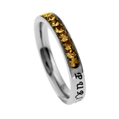 Christian Purity Ring November Birthstone Topaz CZ with Bible Verse, Stainless Steel