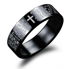 Padre Nuestro Black Ring - Lord's Prayer in Spanish, Stainless Steel