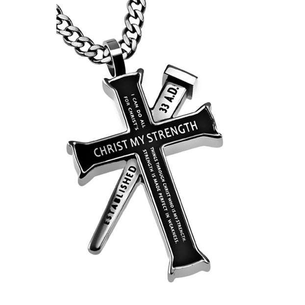 Phil 4 13 Cross and Nail Necklace
