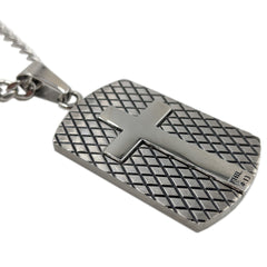 Philippians 4:13 Pendant Dog Tag, Bible Verse about His Strength, Stainless Steel Curb Chain