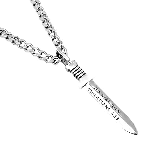 Philippians 4:13 Necklace Sword with Bible Verse