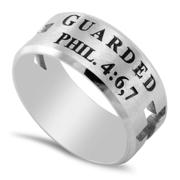Philippians 4 13 Ring Cut Out Cross Silver