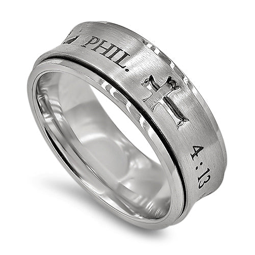 Philippians 4:13 Spinner Ring Religious Jewelry