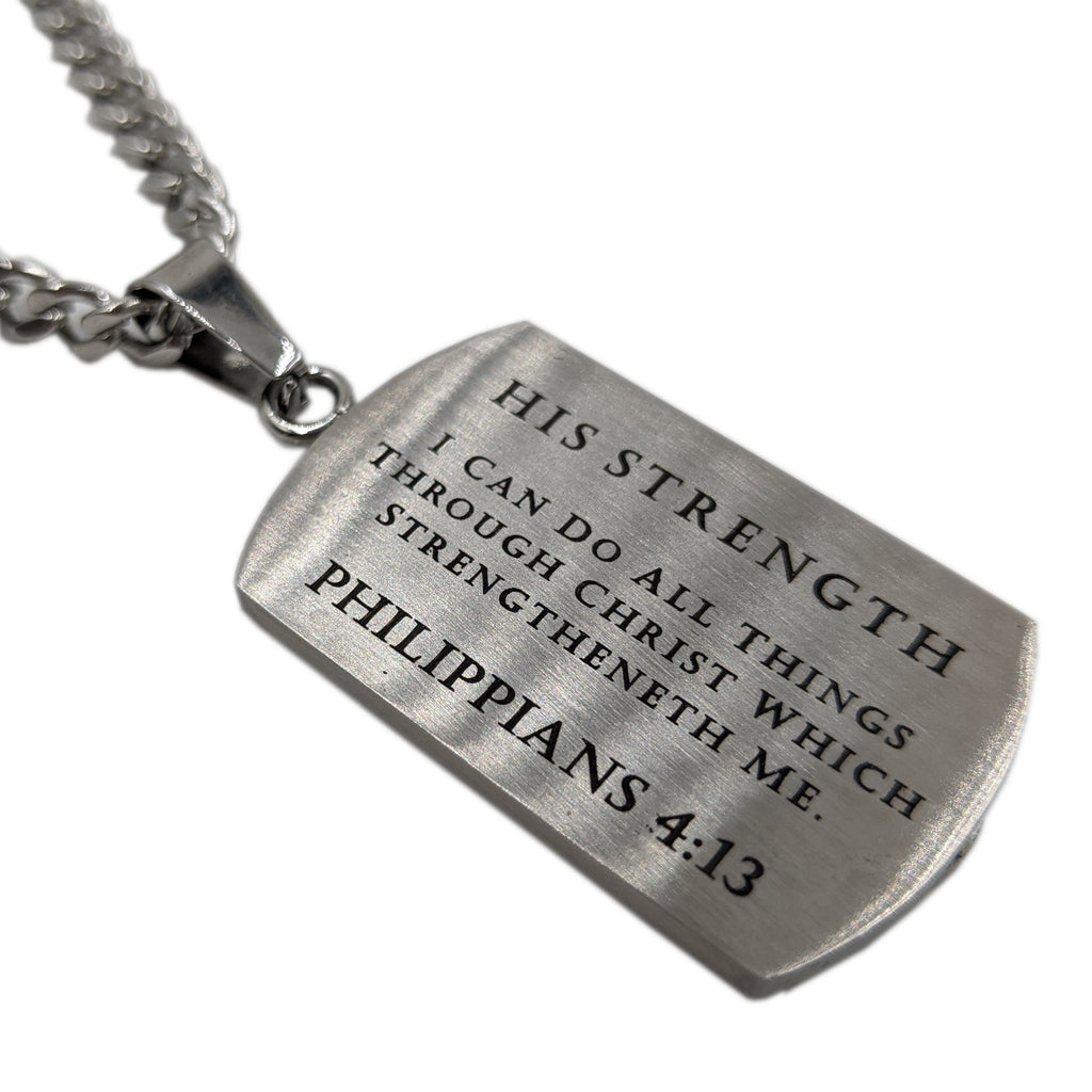 Philippians 4:13 Pendant Dog Tag, Bible Verse about His Strength, Stai –  North Arrow Shop