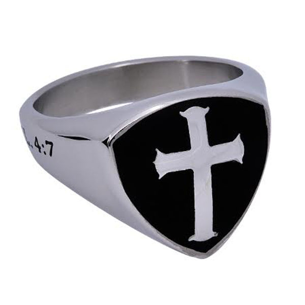GUARDED Black Signet Shield Cross Ring