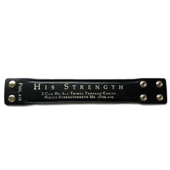 PHILIPPIANS 4:13 Black Leather Bracelet for Men