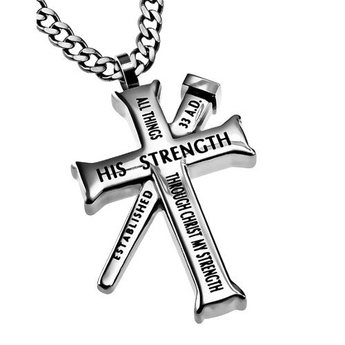 Philippians 4:13 Cross and Nail Chain Necklace