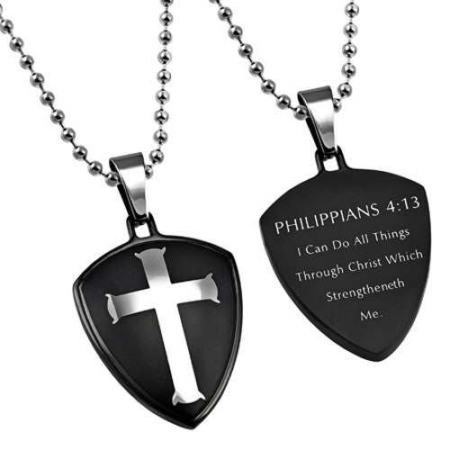 Philippians 4:13 Shield of Faith Necklace