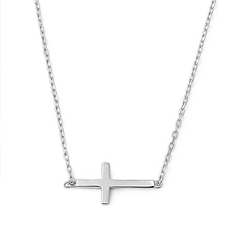 Plain Sideways Cross Necklace