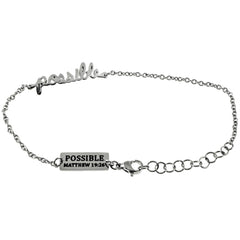 Possible Bracelet, Matthew 19:26 Bible Verse, Adjustable 7" to 8" Steel Chain