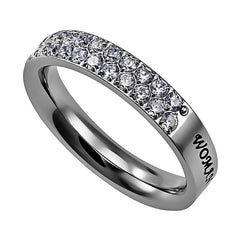 Proverbs 31 Ring Woman of God Bible Verse, Stainless Steel with CZ Stones