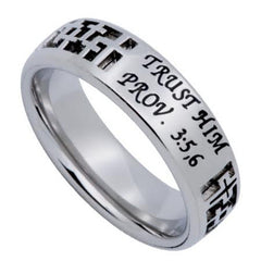PROVERBS 3:5-6 Jewelry, Bible Verse Cross Ring For Girls, 316L Stainless Steel