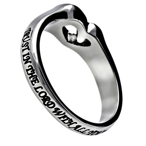 Proverbs 3:5 Heart Cut Out Ring