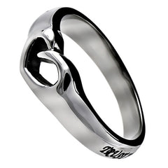 Proverbs 3:5 Heart Cut Out Ring, Trust In The Lord Bible Verse, Stainless Steel