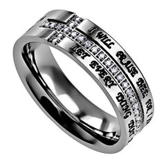 PSALM 139 Side Cross Ring with Engraved Bible Verse & CZ Stones