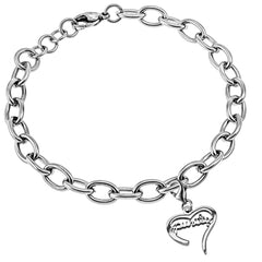 PURITY Heart Bracelet, Bible Verse, Adjustable 7" to 8" Steel Chain
