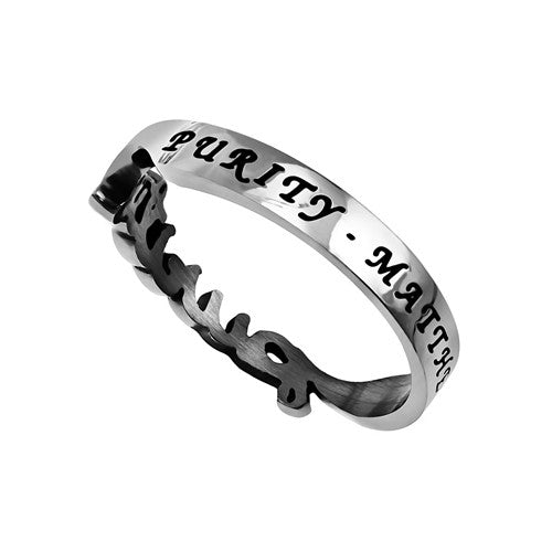 Hand Writing Bible Verse, Purity Matthew 5:8 Ring, Stainless Steel ...