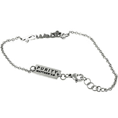 Purity Bracelet, Matthew 5:8 Bible Verse, Adjustable 7" to 8" Steel Chain