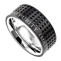 Black Christian Ring, Bible Verse Matthew 5:8 PURITY, Dotted