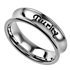 PURITY Matthew 5:8 Women's Christian Truth Band Ring, Stainless Steel