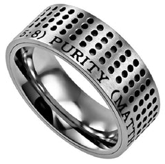 PURITY Matthew 5:8 Men's Christian Scripture Ring, Stainless Steel