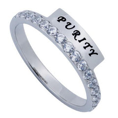Eternity Ring PURITY, Matthew 5:8 Bible Verse, Stainless Steel with CZ Stones