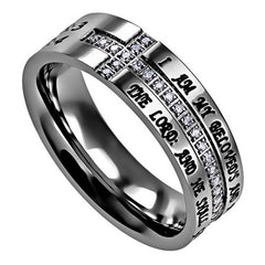 I AM MY BELOVED Promise Side Cross Ring with Engraved Bible Verse & CZ Stones