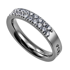 PURITY Ring for Teen Girls with Bible Verse, Stainless Steel with CZ Stones