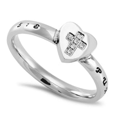 PURITY Ring with Bible Verse, Heart Jewelry in Stainless Steel