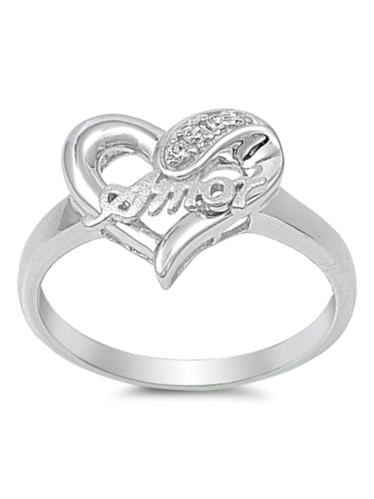 Amor Heart Sterling Silver Ring