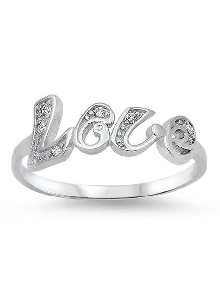 Funky LOVE 925 Sterling Silver Ring With CZ Stone, Girly And Glitzy Style