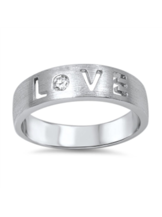 Thick Band Cut Out LOVE Sterling Silver Ring, Girlfriend, Mother And Sister Gift With Box