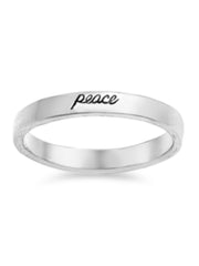 Simple PEACE Thin Band Sterling Silver Ring, Petite With FREE Gift Box