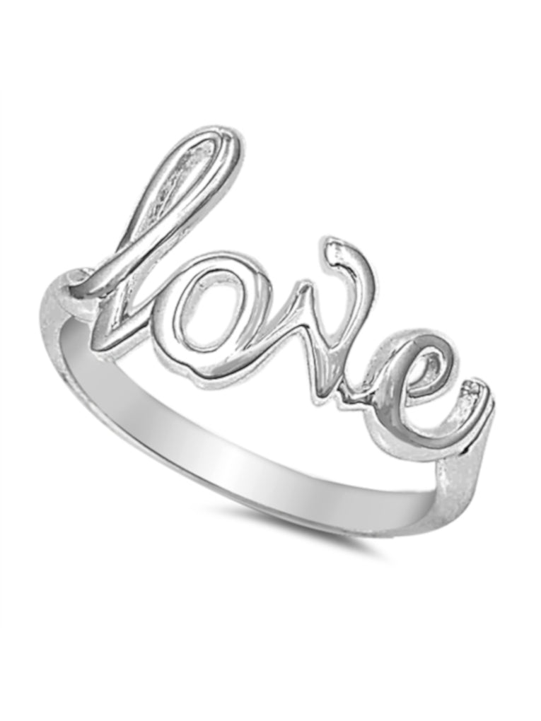Solid Gold Love Ring, Valentine Ring, Word Text Script Ring, Long Dist -  Abhika Jewels