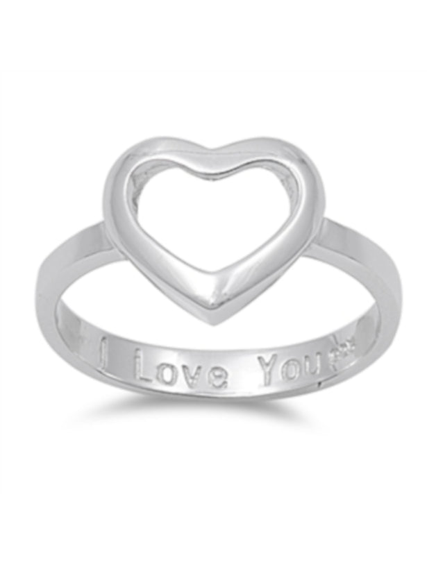 Open Heart Sterling Silver Ring