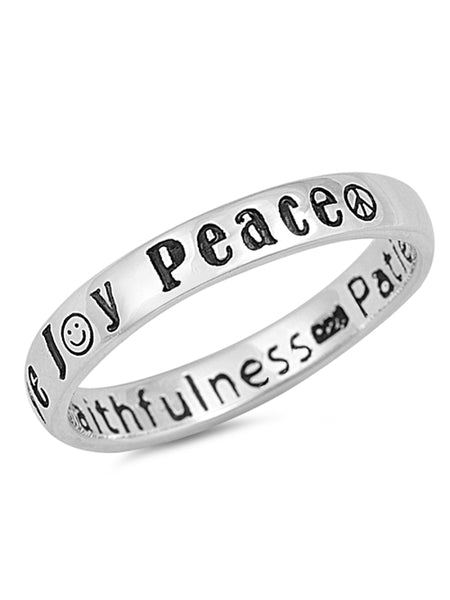 LOVE JOY PEACE Ring, Fruit of the Spirit Bible Verse, Sterling Silver