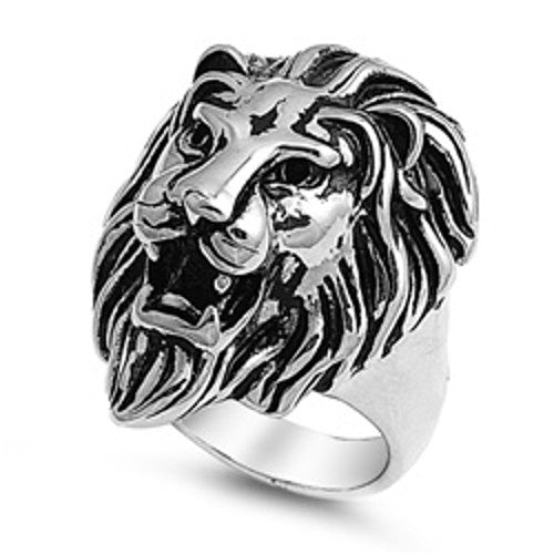 Steel Lion's Head Ring, Encouraging Jewelry with Gift Box