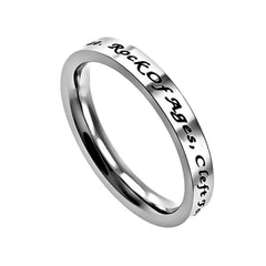 Rock Of Ages Ring Stainless Steel Band Ring Hymn Inspired