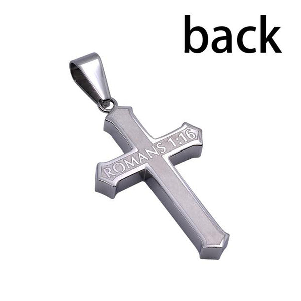 Romans 1:16 Men's Metal Cross Necklace