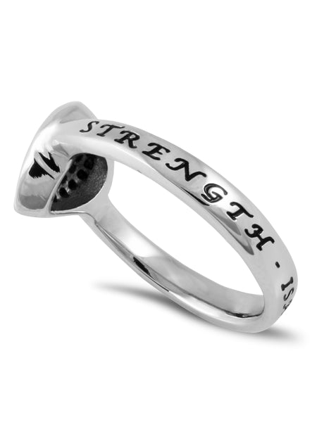 ISAIAH 40:31 Ring with Bible Verse, Heart and Lock in Stainless Steel